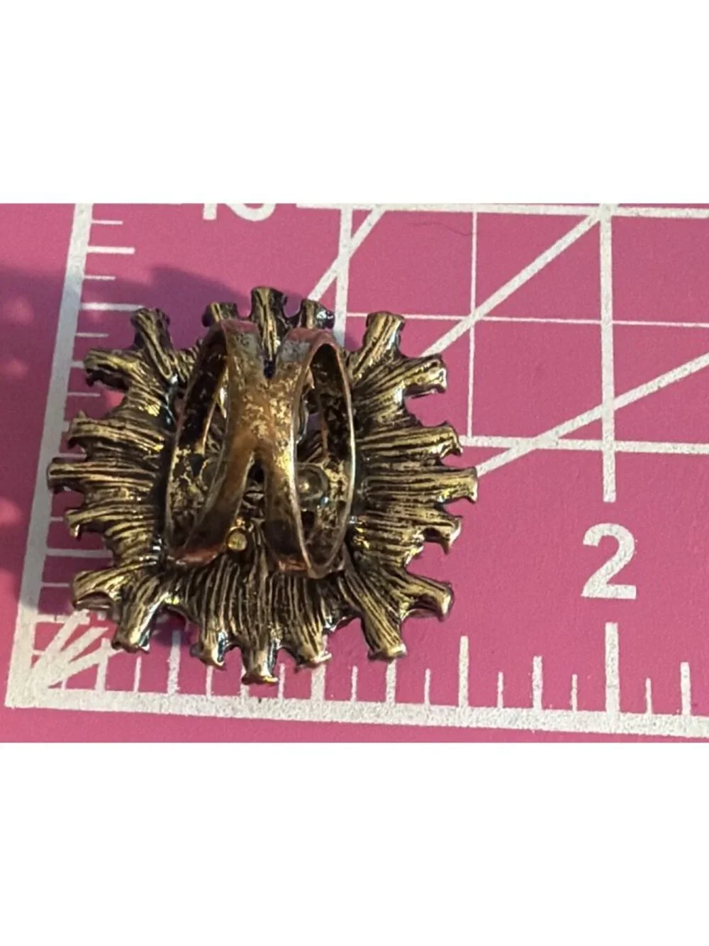 Colorful Statement Flower Ring Antique Gold Tone Cluster Rhinestone Sz 7 Cluster